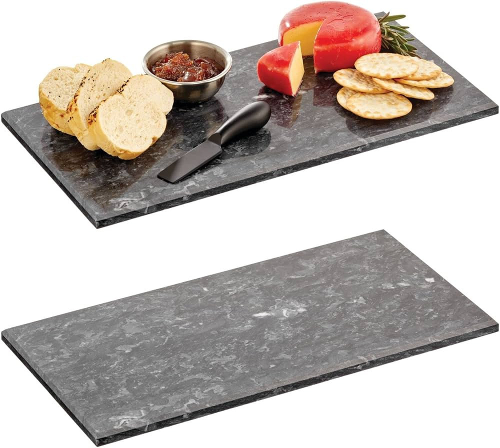 mDesign Medium Slab Stone Kitchen Countertop Pastry Cutting Board, Serving Tray for Bread, Breakf... | Amazon (US)
