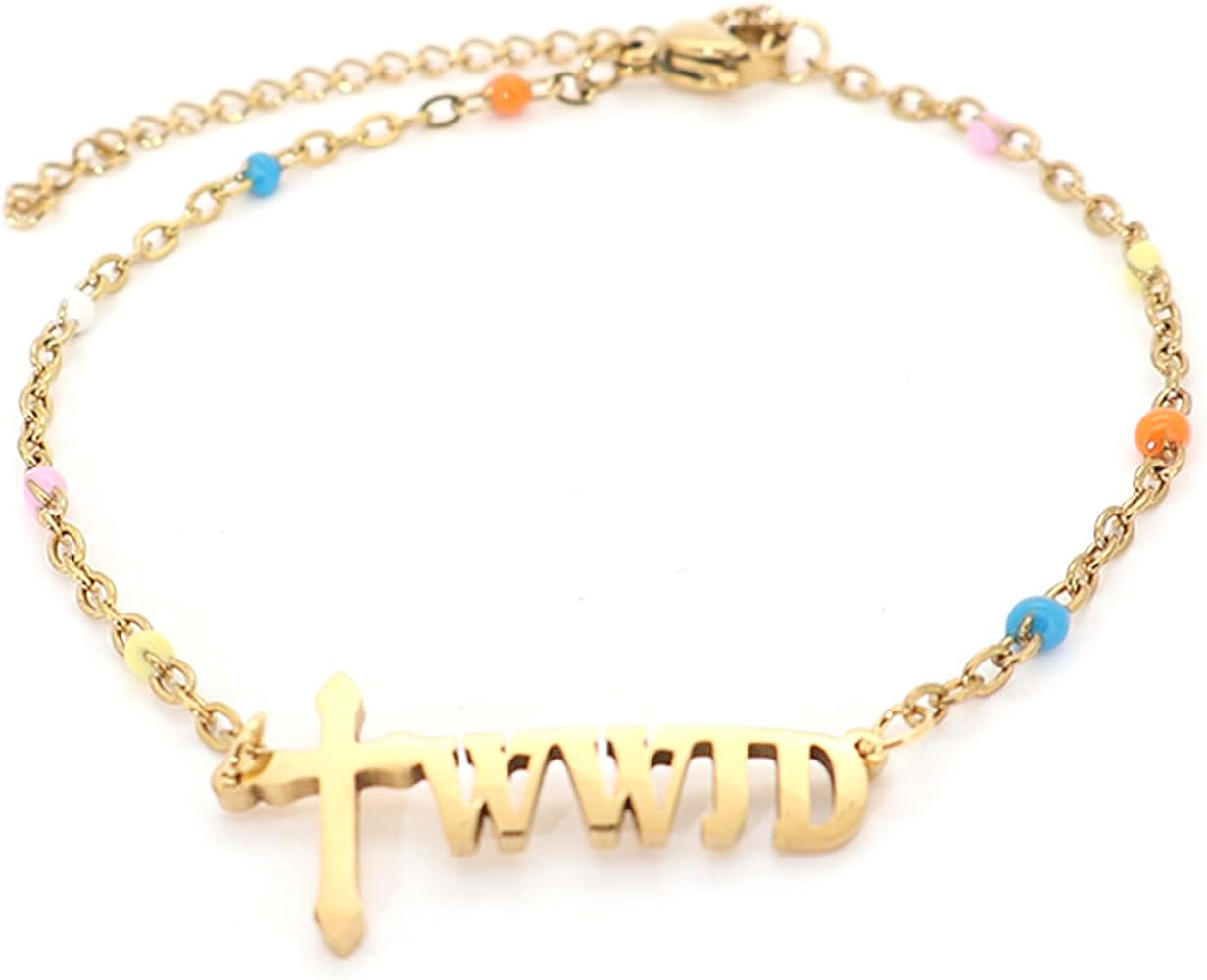 WWJD Bracelets, Cross Bead Bracelet, Natural Stone Bracelet, Made of Nature Stone, Religious Pres... | Amazon (US)