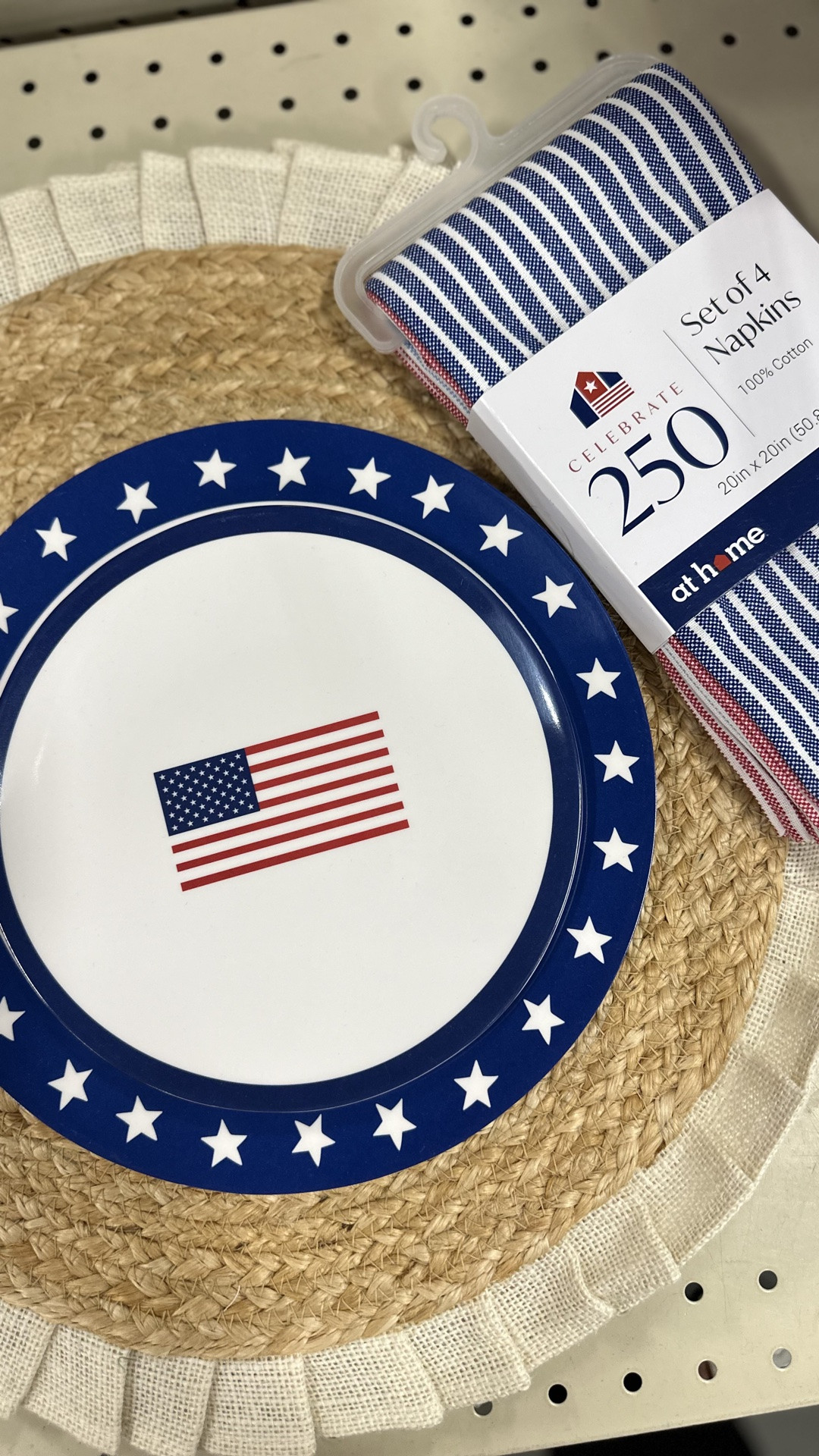 These flag and star motif melamine plates and blue and red striped napkins are perfect for summer patriotic holiday gatherings. 

The prices are amazing!

#LTKSeasonal #LTKHome #LTKOver40