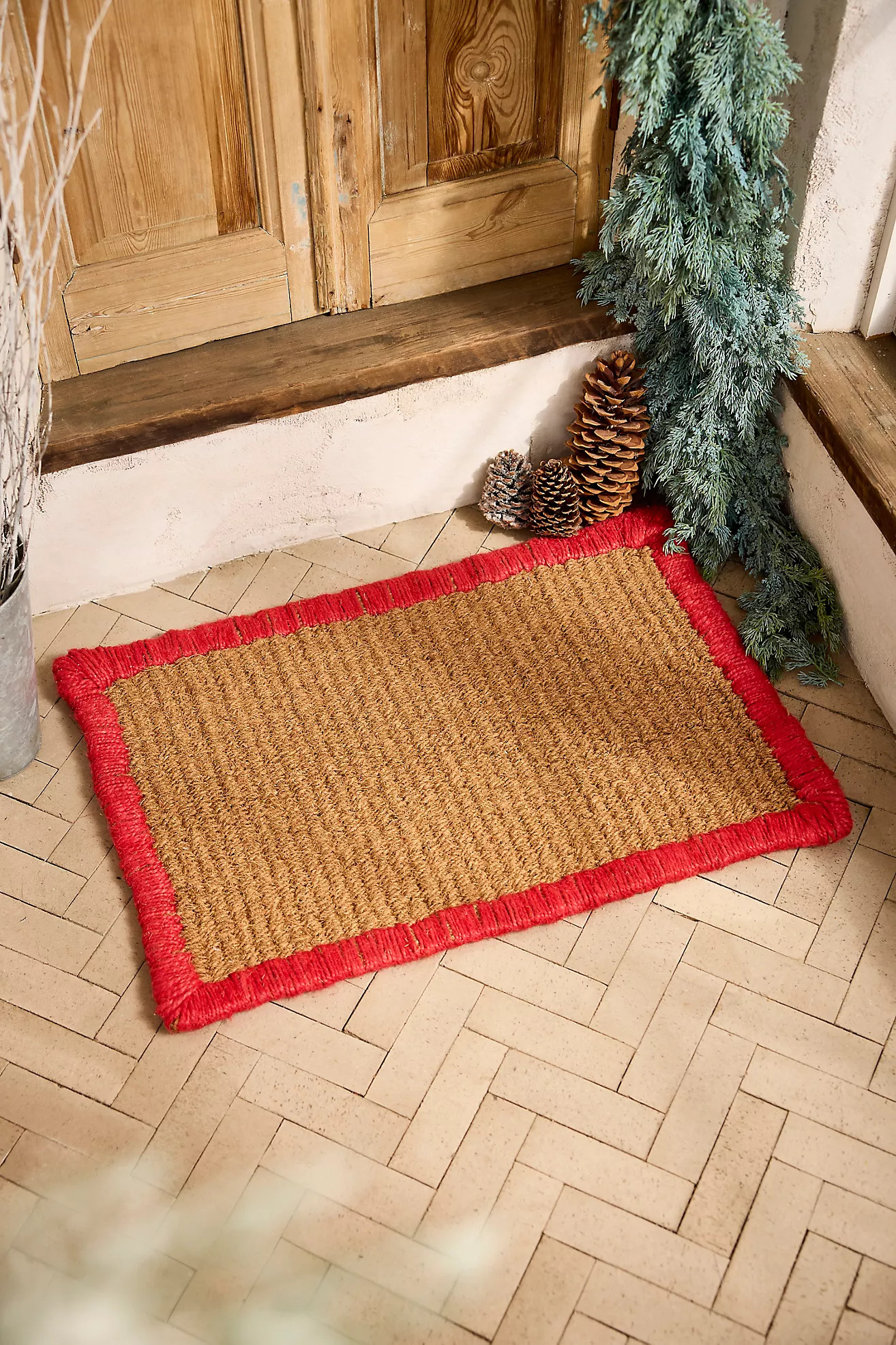 Red Whipstitch Coir Doormat | Anthropologie (US)
