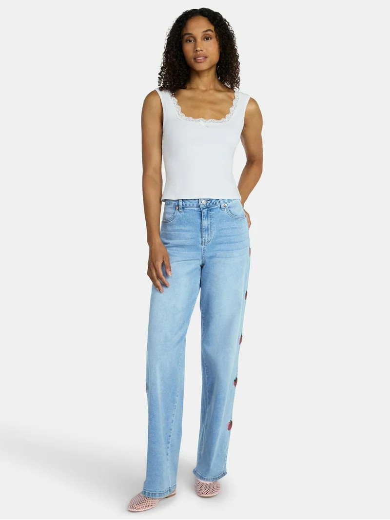 Madden NYC Women’s Lace Trim Tank, Sizes XXS-XXL | Walmart (US)