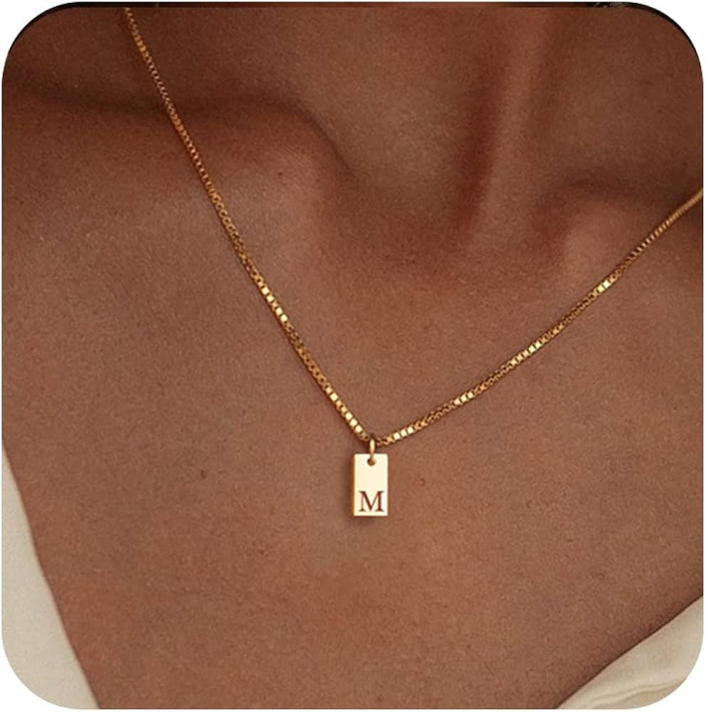 Initial Necklaces for Women 14K Gold Plated Letter Necklace Dainty Gold Name Necklace Personalize... | Amazon (US)
