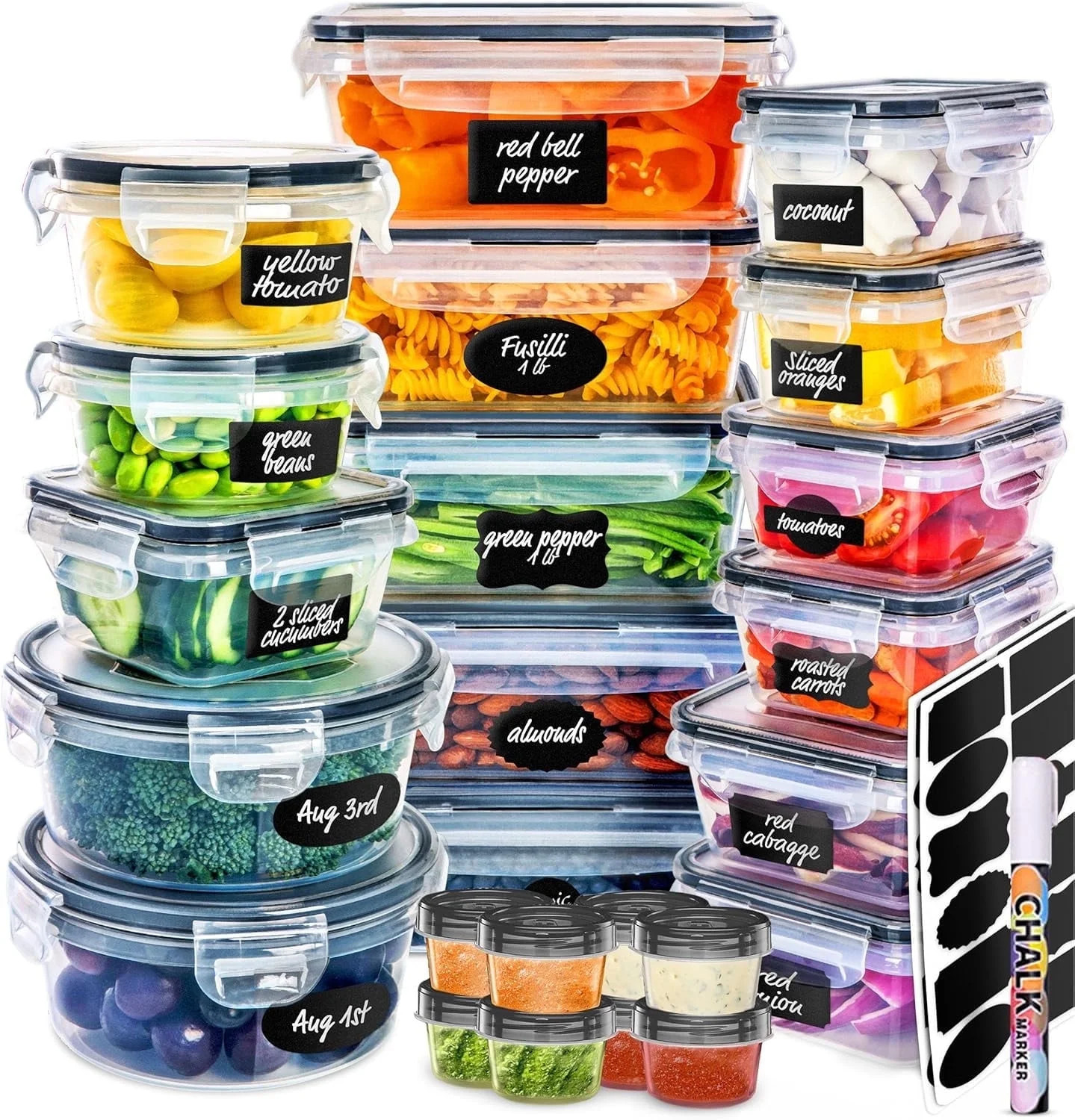 50 Pcs Food Storage Containers with Lids Airtight, Plastic Meal Prep Container for Pantry & Kitch... | Walmart (US)
