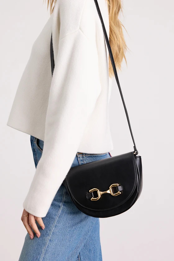 Cassia Black Horsebit Crossbody Bag | Lulus