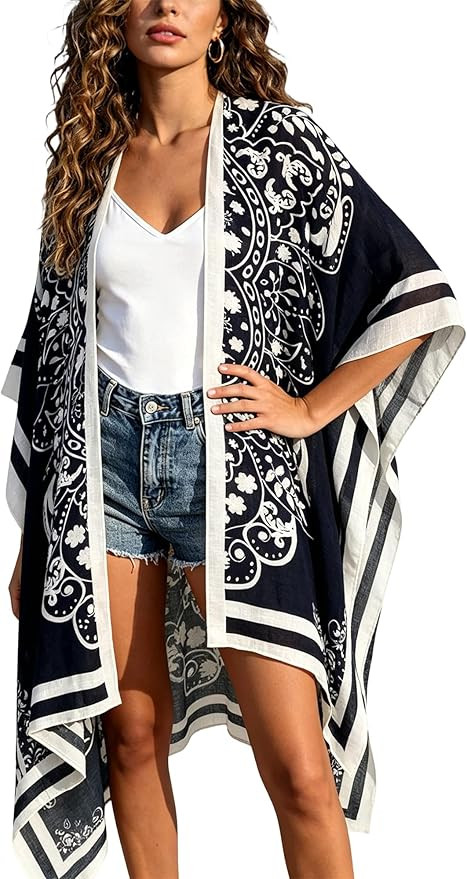 Breezy Lane Kimonos for Women Beach Coverup Bathing Suit Cover Ups for Swimsuit Boho Kimono Cardi... | Amazon (US)