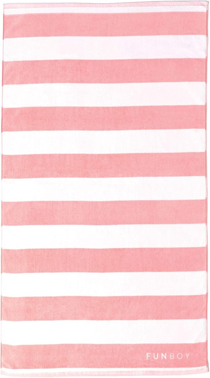FUNBOY Oversized Beach Towel, Pink Cabana Stripe Design, Perfect for a Summer Pool Party and the ... | Amazon (US)