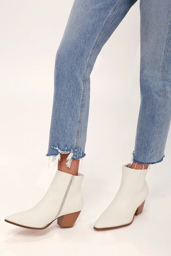 Spirit Ivory Snake Pointed Toe Ankle Booties | Lulus (US)