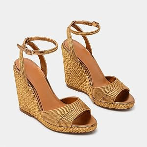 Espadrille Wedge Sandals for Women Buckle Round Toe Summer Platform Sandals | Amazon (US)