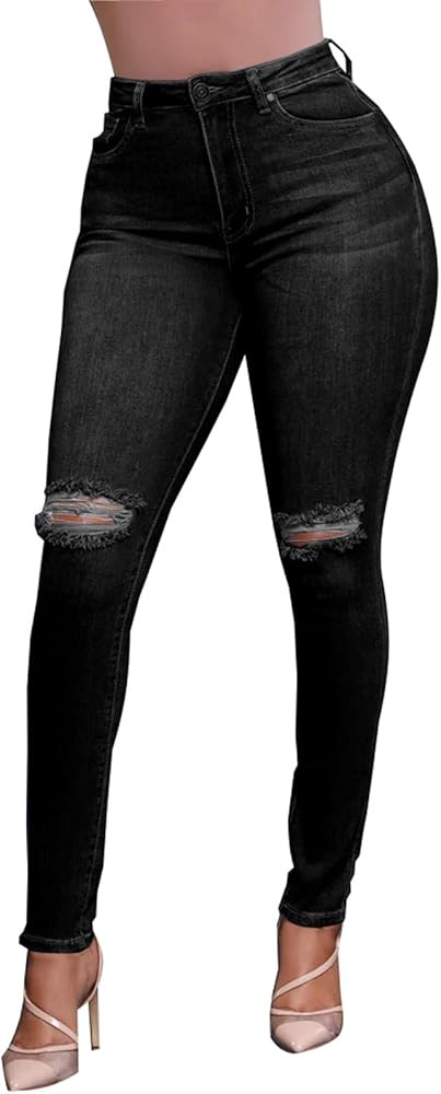 HugeNice Skinny Jeans Slim Fit Denim Pants | Amazon (US)