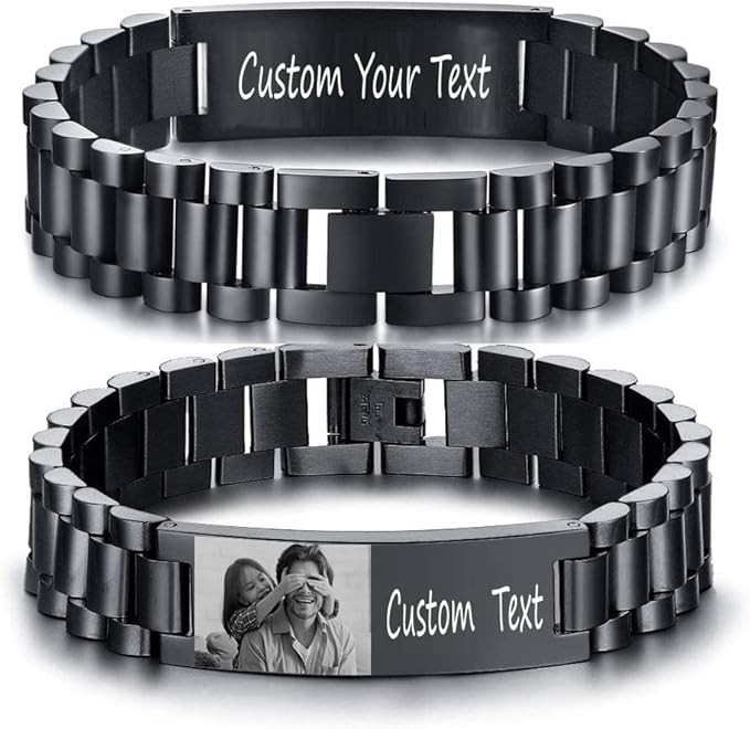 Enni of York Custom Mens Bracelet Personalized Watch Band Engraved Name Bracelets for Men Customi... | Amazon (US)