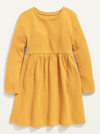 Fit & Flare Long-Sleeve Thermal-Knit Dress for Toddler Girls | Old Navy (US)