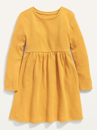 Fit &#x26; Flare Long-Sleeve Thermal-Knit Dress for Toddler Girls | Old Navy (US)