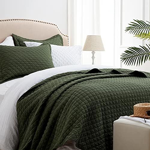 SunStyle Home Quilt Set Queen Olive Green Lightweight Bedspread Full Soft Reversible Coverlet for... | Amazon (US)