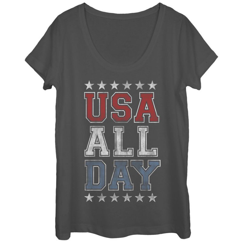 Women's Lost Gods Fourth of July  USA All Day Scoop Neck | Target