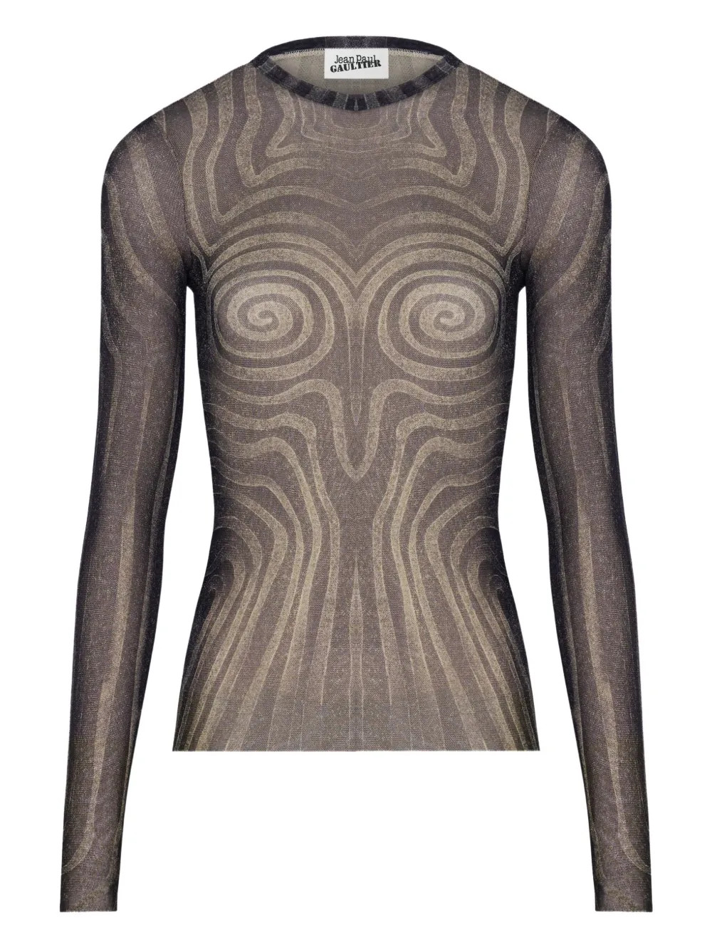 Jean Paul Gaultier Spiral long-sleeves Printed T-shirt | Black | FARFETCH GE | Farfetch Global