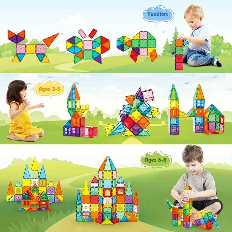 Magnetic Tiles for Kids,Educational Magnetic Building Blocks for Boys Girls, STEM Preschool Kider... | Walmart (US)