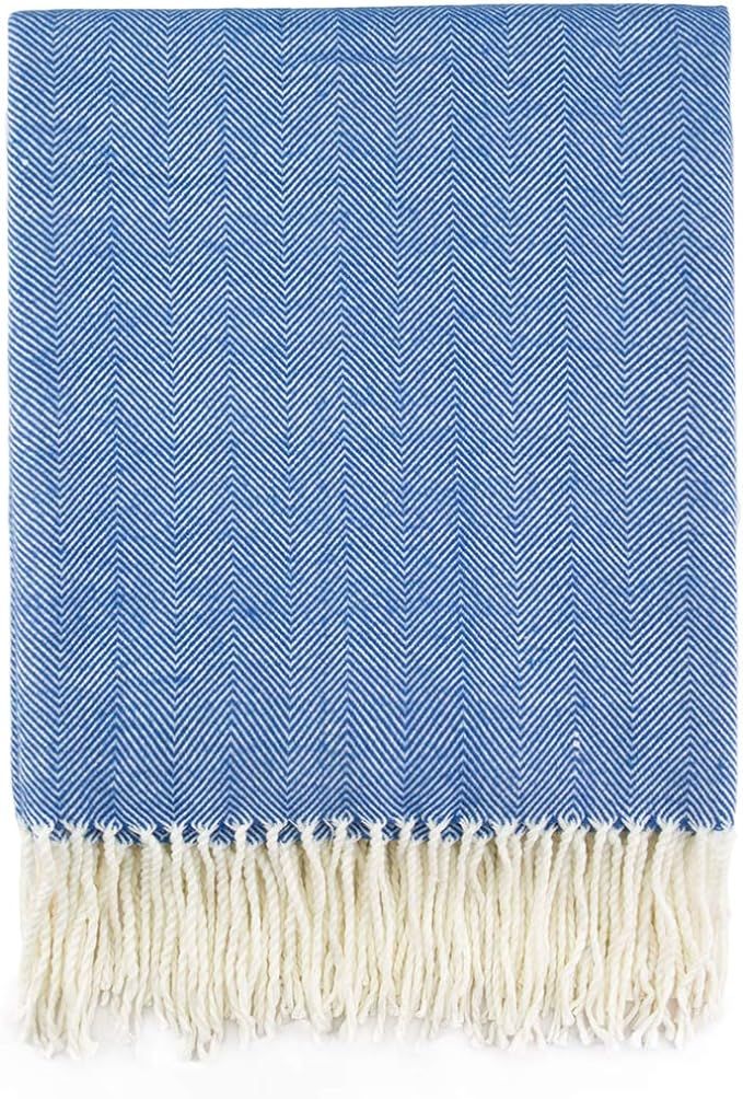 SPAOMY Herringbone Throw Blanket Faux Cashmere with Tassels Soft Cozy Lightweight Decorative Thro... | Amazon (US)