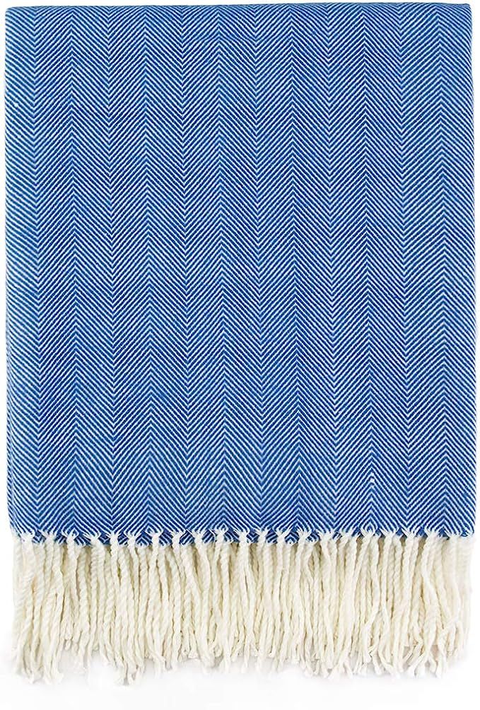 SPAOMY Herringbone Throw Blanket Faux Cashmere with Tassels Soft Cozy Lightweight Decorative Thro... | Amazon (US)