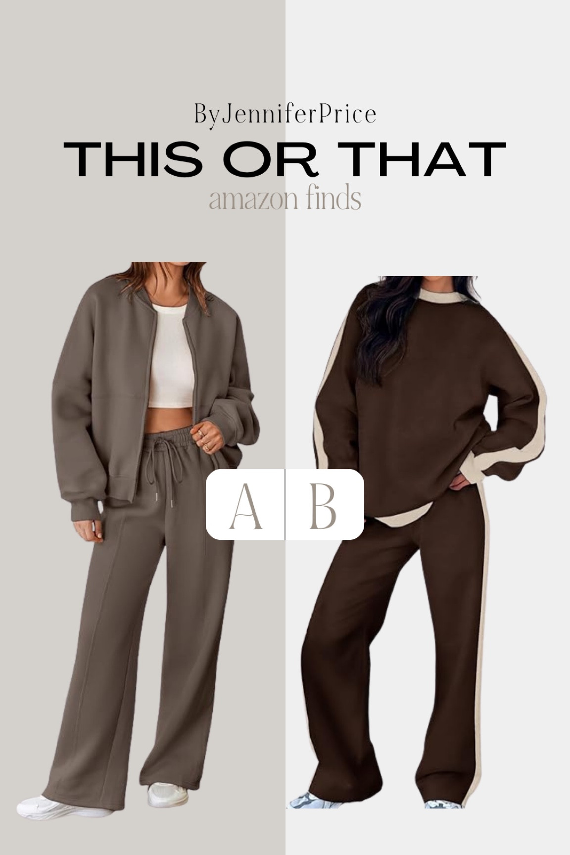 This or that: AMAZON FINDS

Casual outfit, outfit ideas, elegant style, minimal style, fashion inspo, neutral style, Amazon fashion, Amazon finds, ootd, basics, street style, neutral outfits, fall outfit, fall style, fall fashion, styling ideas, what to wear, chic style, outfit inspo, simple outfits, lounge set, travel outfit, matching set

#LTKSeasonal #LTKStyleTip #LTKTravel