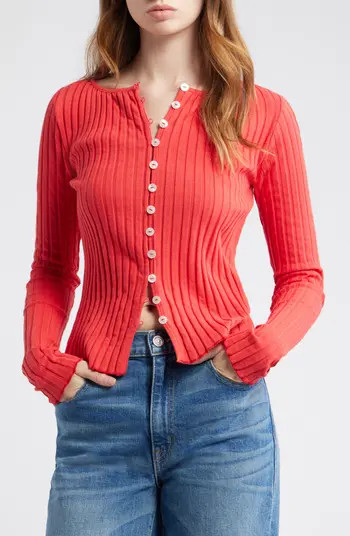 Tilly Rib Long Sleeve Button-Up Top | Nordstrom