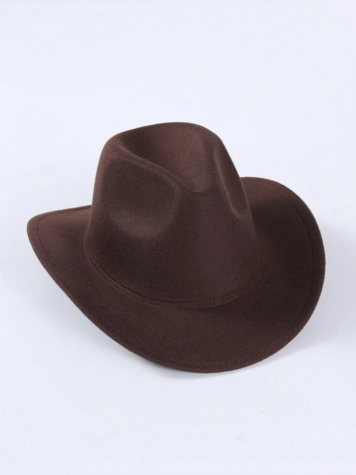 1pc Coffee Brown Unisex Western Cowboy Hat Wool Jazz Hat For Outdoor Activities And Traveling | SHEIN