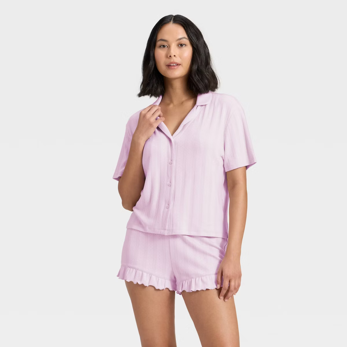 Women's Pointelle Notch Collar Shirt and Shorts Pajama Set - Wild Fable™ | Target