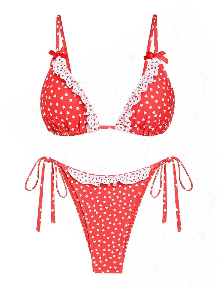 seamoly Textured Cinched Tie Straps Tanga Bikini Set | Amazon (CA)