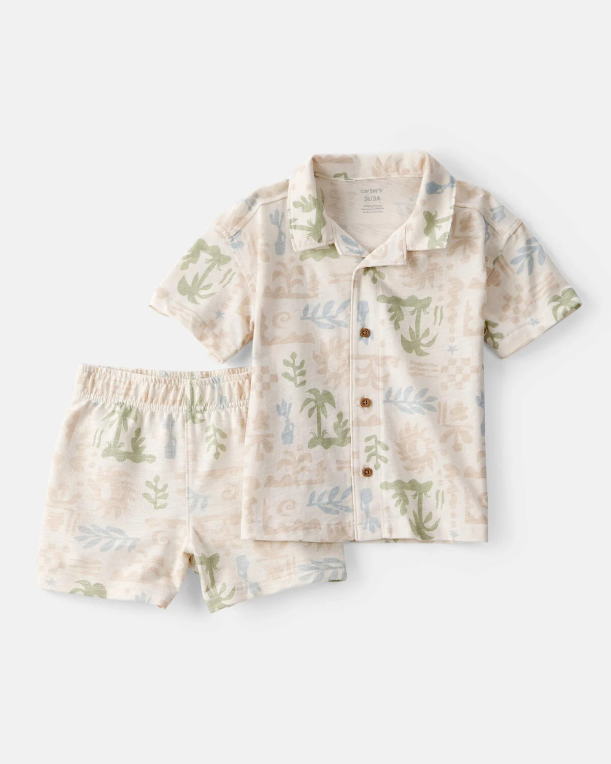 Toddler Boy 2-Piece Palm Tree Tropical Top & Short Set - Cream | Carter's Inc
