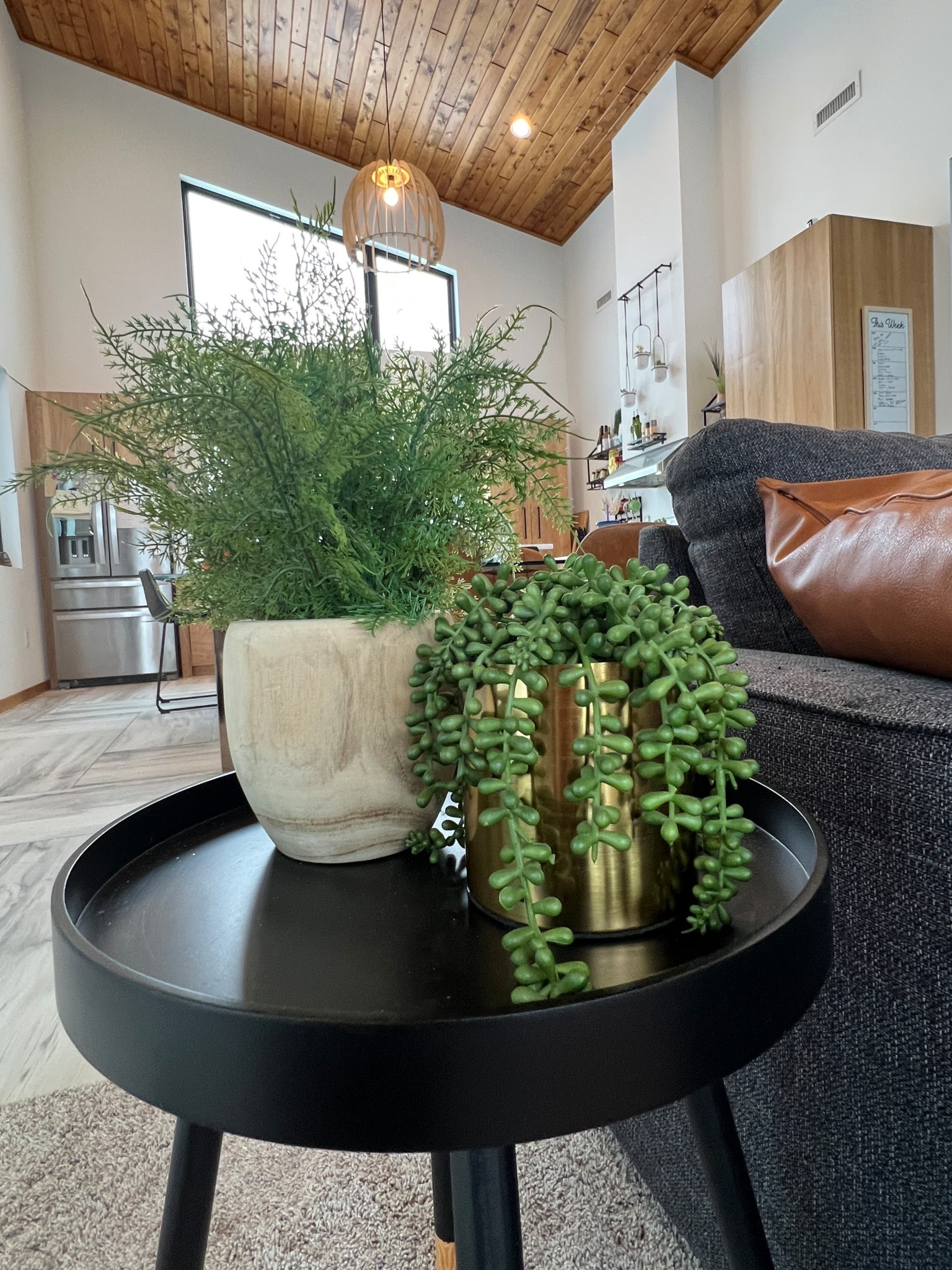 Bringing in natural textures is the easiest way to make a space feel warm and elevated. Think layered plants, mixed planters, soft neutrals, and warm wood tones. Rounded trays and simple greenery instantly make a side table feel styled but effortless. Sharing similar pieces to recreate this cozy modern organic look.

#LTKHome