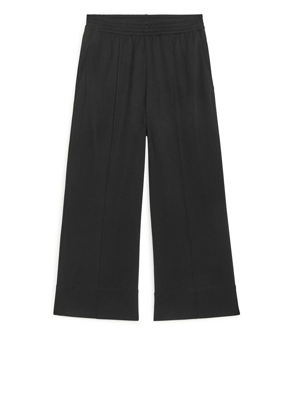 Cropped Wide-Leg Jersey Trousers - Black - ARKET GB | ARKET (US&UK)
