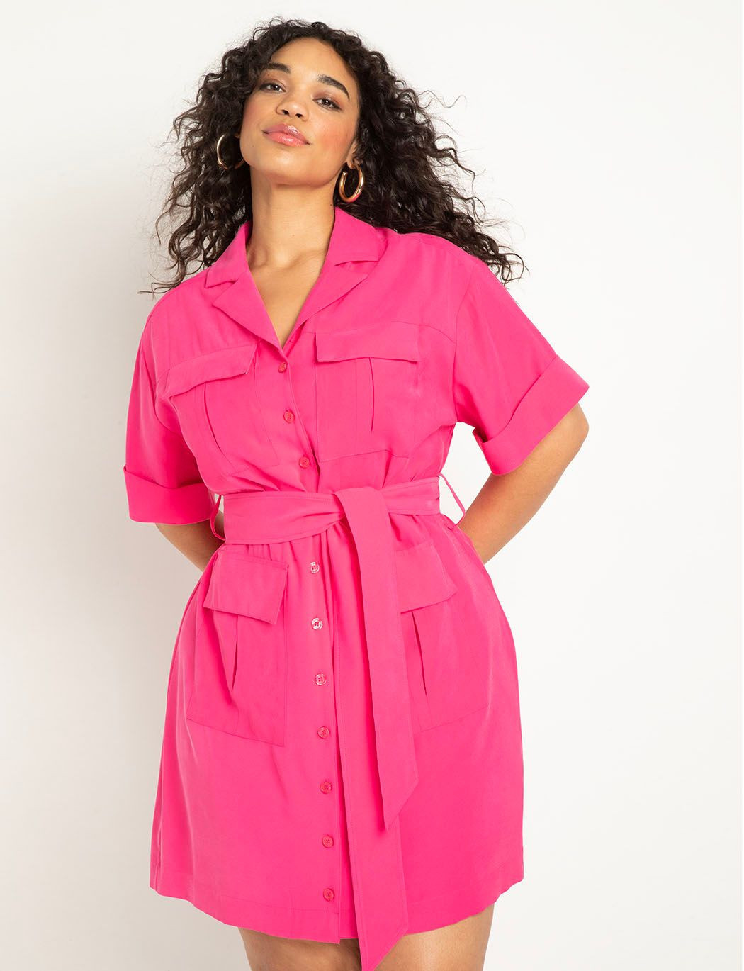 Mini Shirtdress With Cargo Details | Eloquii