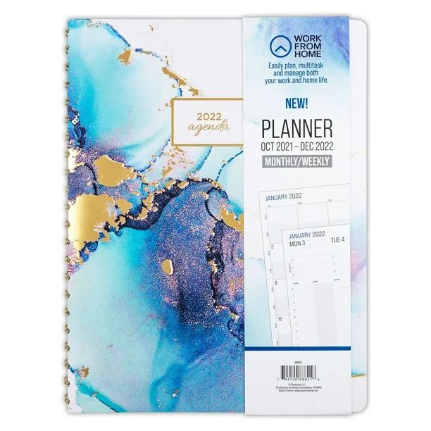 Work From Home Weekly and Monthly Planner, October 2021 - December 2022  8.5"x11.125", Blue Marbl... | Walmart (US)