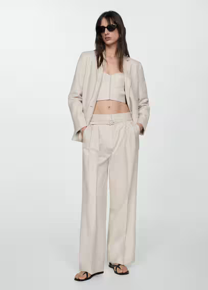 Suit trousers with belt clips -  Women | Mango USA | MANGO (US)