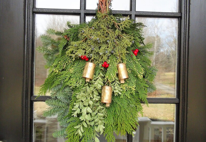 WREATH Bells - Group of Three 2 1/2" Rough Hewn Rustic Gold Bells with Wooden Clapper - Perfect for  | Etsy (US)