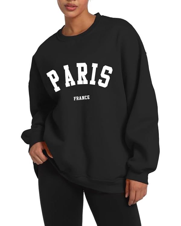 Paris College Sweatshirt for Women Oversized Trendy Comfy Crewneck Sweatshirts Casual Graphic Pul... | Amazon (US)