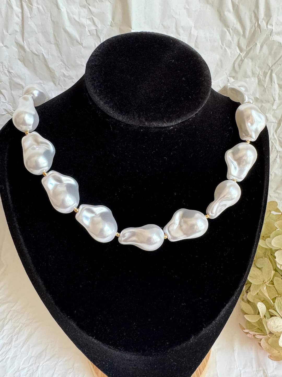 Baroque Pearl Choker. Chunky Pearl Necklace.faux Pearl Choker. Trendy Pearls Necklace 16 Inch Ext... | Etsy (US)