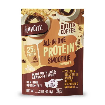 FlavCity Single Serve Protein Smoothie Powder - Butter Coffee - 43.5gms | Target