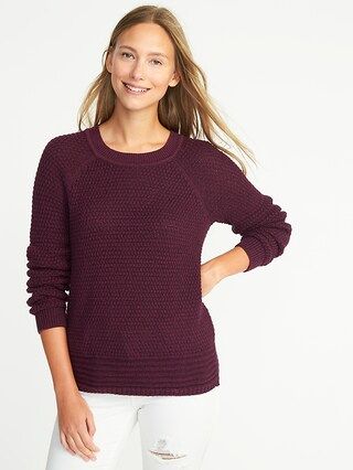 Old Navy Womens Textured Raglan-Sleeve Sweater For Women Gosh Garnet Size L | Old Navy US