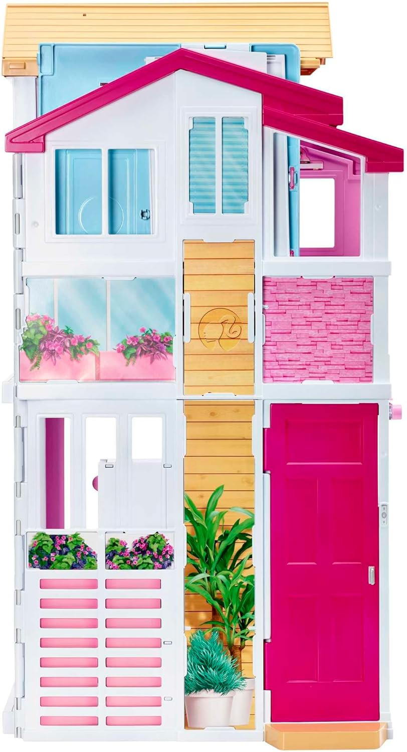Barbie Doll House Playset, 3-Story Townhouse with 4 Rooms & Rooftop Lounge, Furniture & Accessori... | Amazon (US)