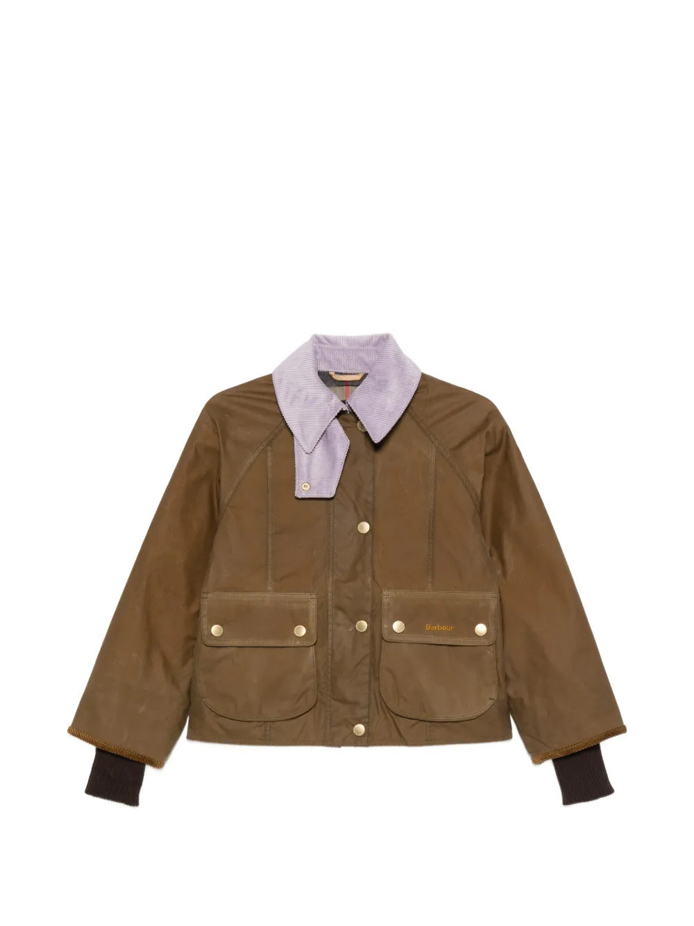 Barbour Cropped Beadnell corduroy-collar waxed cotton jacket - Brown | Farfetch Global