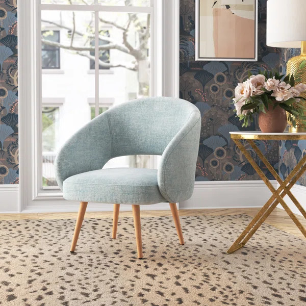 Temperence Open Back Velvet Accent Chair With Antique Gold Metallic Legs | Wayfair North America