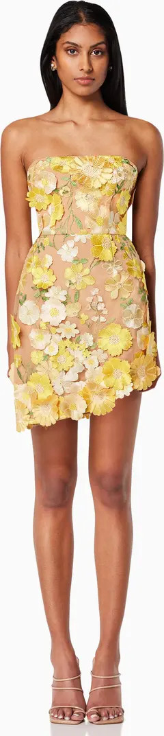 Elliatt New Age Floral Appliqué Strapless Cocktail Minidress | Nordstrom | Nordstrom