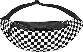 Mens Womens Waist Pack Black White Race Checkered Flag Fanny Packs Sling Crossbody Hip Bum Bag Wi... | Amazon (US)