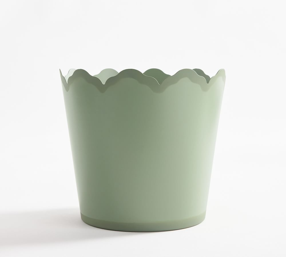 Julia Berolzheimer Lily Scalloped Metal Tole Planters, Sage, Medium, 8.25"x7.5" | Pottery Barn (US)