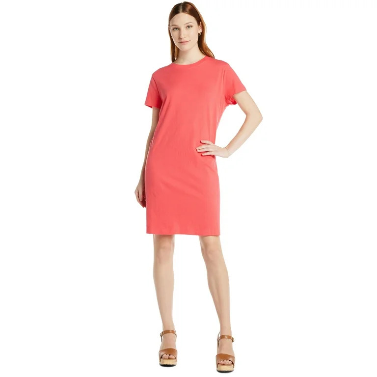 Time and Tru Women's Cotton T-Shirt Dress with Short Sleeves, Sizes S-XXXL | Walmart (US)