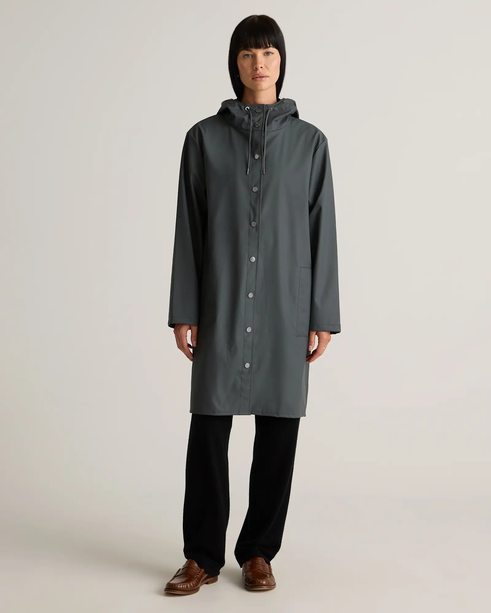 Waterproof Rubberized Long Rain Jacket | Quince