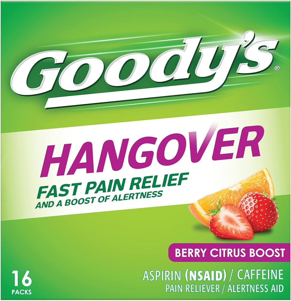 Goody's Hangover Powders, Fast Pain Relief & Boost of Alertness, Berry Citrus Flavor Dissolve Pac... | Amazon (US)