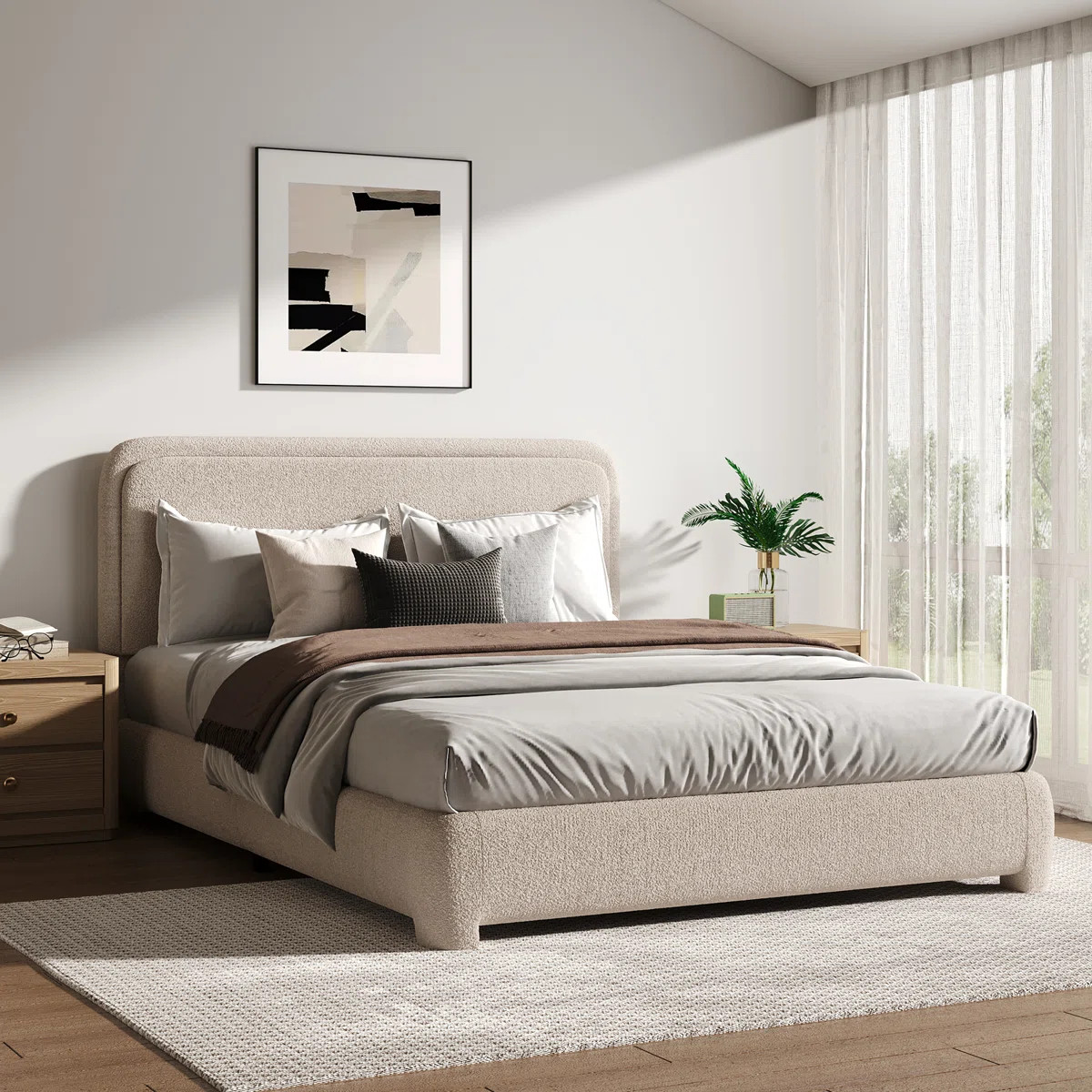 Bensu Boucle Upholstered Platform Bed | Wayfair North America
