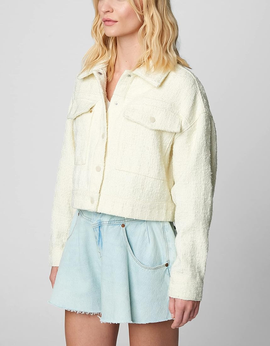 [BLANKNYC] Womens Luxury Clothing Tweed Cropped Jacket With Snap Front Closure, Comfortable & Stylis | Amazon (US)