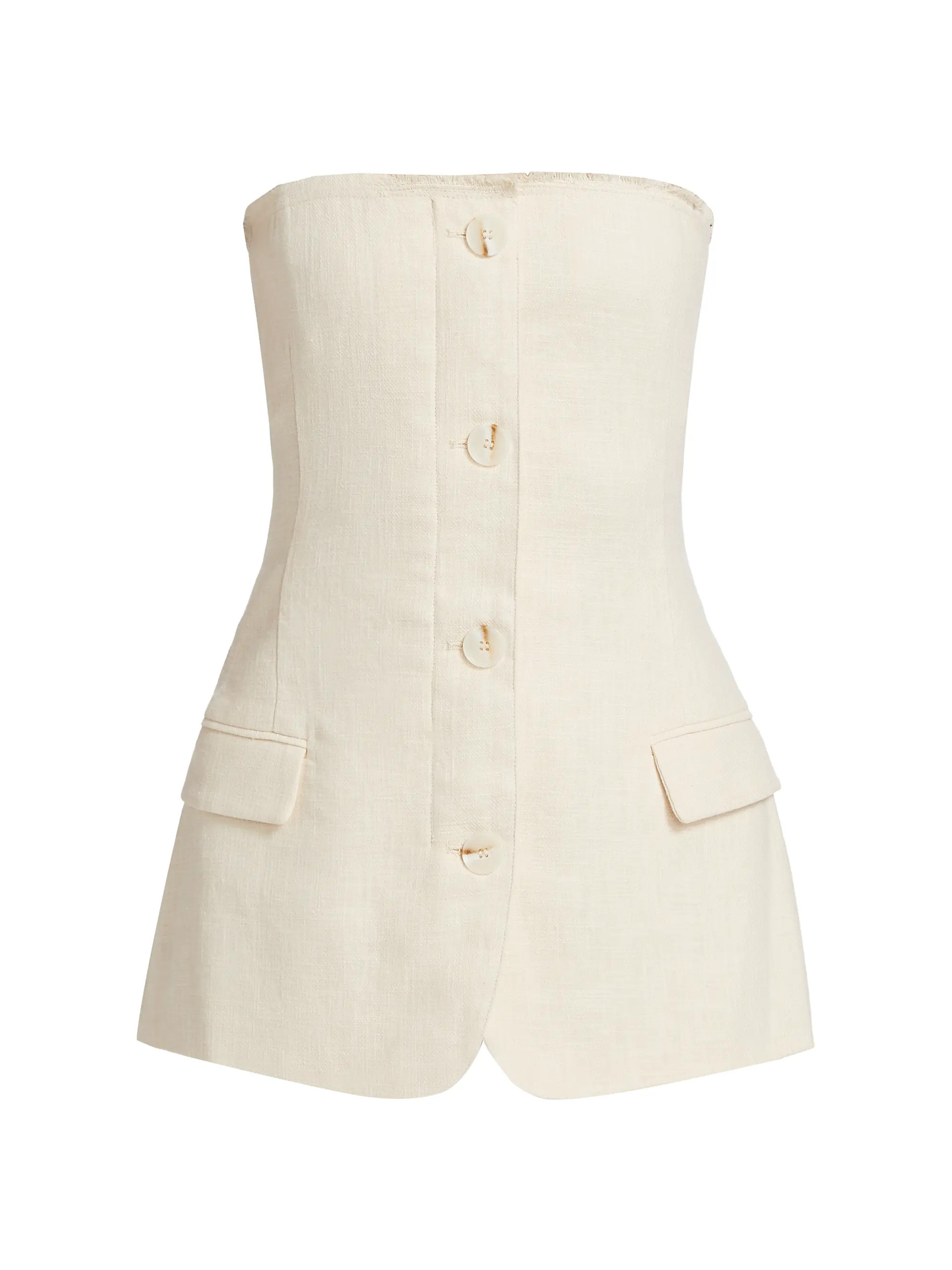 Spencer Cotton-Linen Strapless Blazer | Saks Fifth Avenue